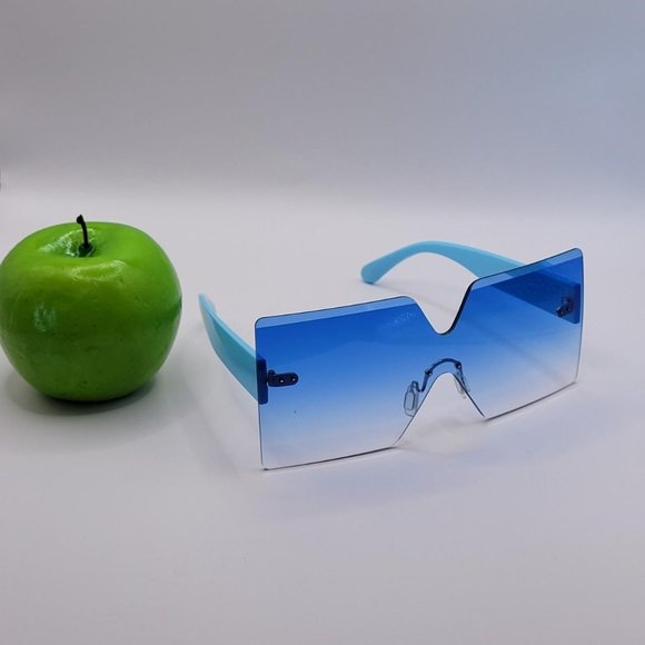 Unisex Retro Sky Blue Fashion Colored Sunglasses - Picture 4 of 4